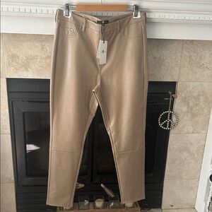 7 For All Mankind Beige Faux Leather Pants